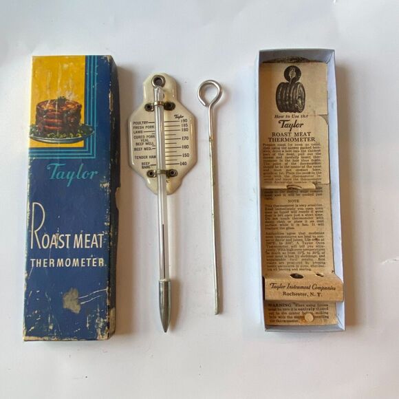 Taylor Thermometer 1930s Roast Meat Poultry Original Complete Box Analogue Movie - Picture 1 of 8
